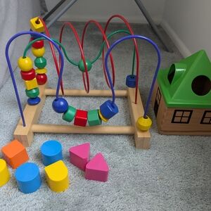 IKEA MULA Vintage Vibrant Wooden Bead Maze And Shape Sorter Toys